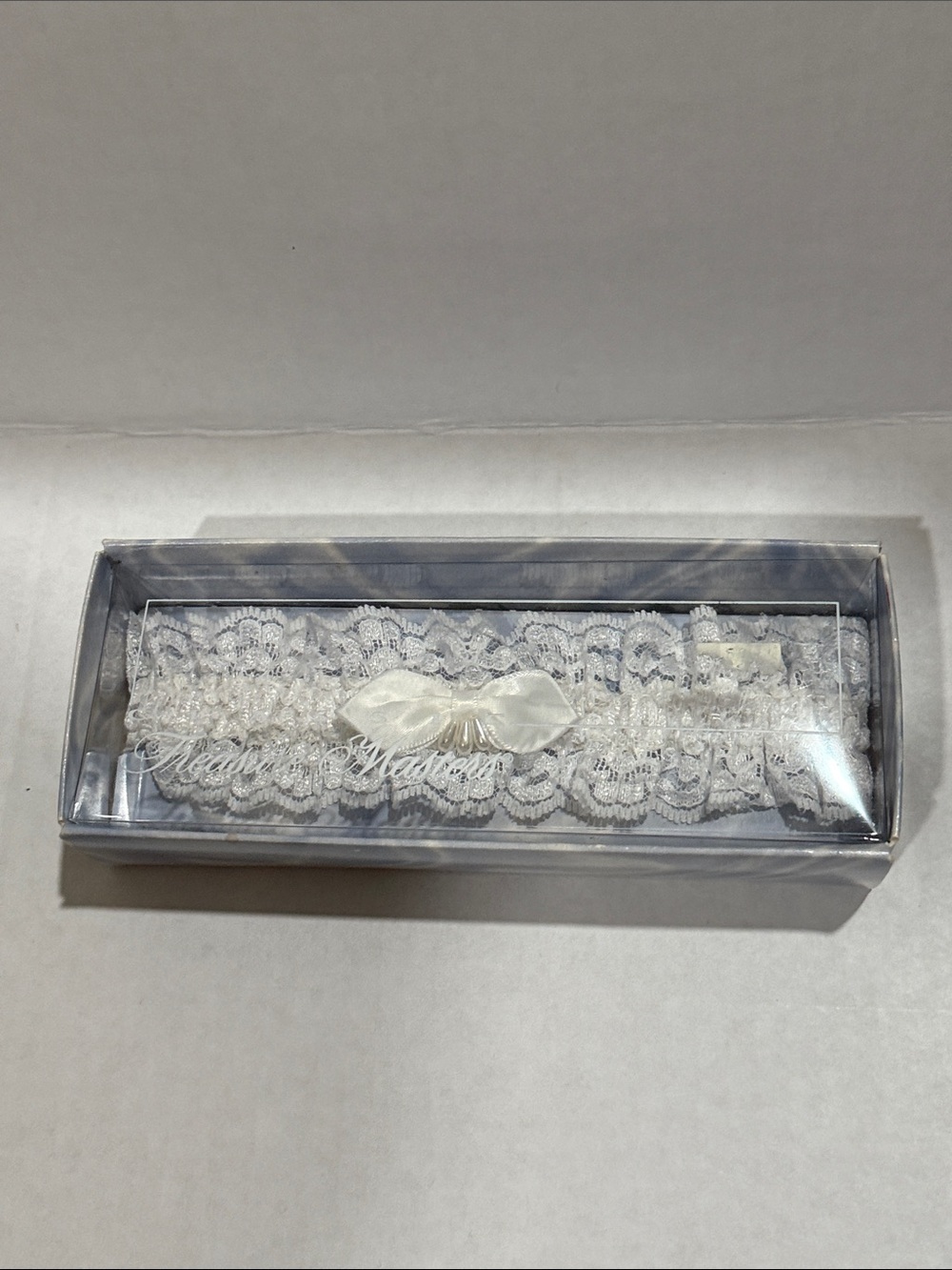 Vintage Bridal Lace Garter with Bow - White Made USA !
